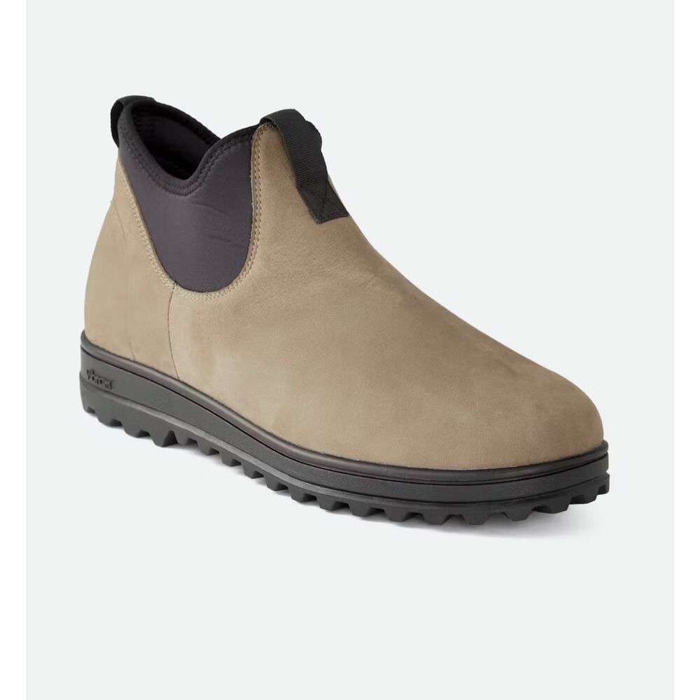Huckberry Taupe Chelsea-Style Suede Boots with Black Trim